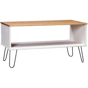 vidaXL Table basse New York blanc et naturel bois de pin massif pas cher