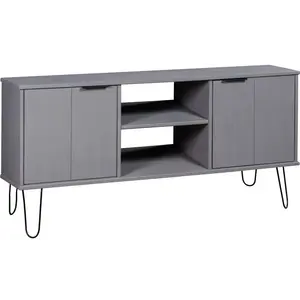 vidaXL Meuble TV New York Gris Bois de pin massif pas cher
