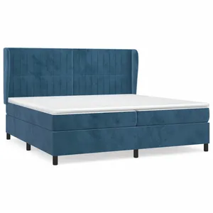 vidaXL Sommier à lattes de lit et matelas Bleu foncé 200x200cm Velours pas cher