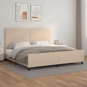 vidaXL Cadre de lit avec tête de lit Cappuccino 200x200 cm Similicuir pas cher