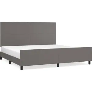vidaXL Cadre de lit avec tête de lit Gris 200x200 cm Similicuir pas cher
