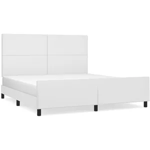 vidaXL Cadre de lit avec tête de lit Blanc 160x200 cm Similicuir pas cher