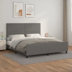 vidaXL Cadre de lit avec tête de lit Gris 160x200 cm Similicuir pas cher