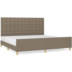 vidaXL Cadre de lit avec tête de lit Taupe 200x200 cm Tissu pas cher