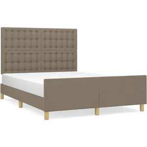 vidaXL Cadre de lit avec tête de lit Taupe 140x200 cm Tissu pas cher