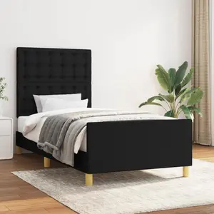 vidaXL Cadre de lit avec tête de lit Noir 80x200 cm Tissu pas cher