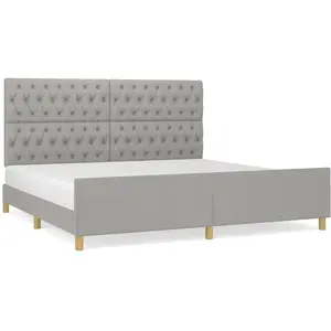 vidaXL Cadre de lit avec tête de lit Gris clair 200x200 cm Tissu pas cher