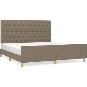 vidaXL Cadre de lit avec tête de lit Taupe 160x200 cm Tissu pas cher