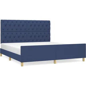 vidaXL Cadre de lit avec tête de lit Bleu 160x200 cm Tissu pas cher