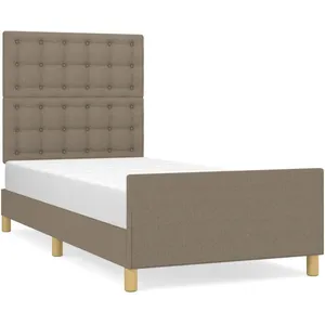 vidaXL Cadre de lit avec tête de lit Taupe 90x200 cm Tissu pas cher