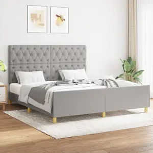 vidaXL Cadre de lit avec tête de lit Gris clair 160x200 cm Tissu pas cher