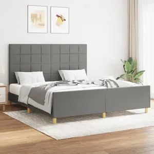 vidaXL Vidaxl Cadre De Lit Sans Matelas Gris Foncé 160x200 Cm Tissu