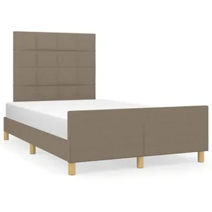 vidaXL Cadre de lit avec tête de lit Taupe 120x200 cm Tissu pas cher