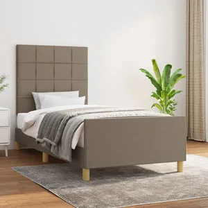 vidaXL Cadre de lit avec tête de lit Taupe 80x200 cm Tissu pas cher
