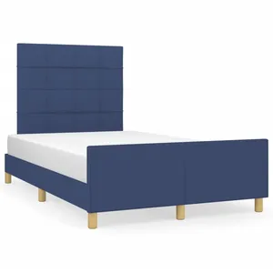 vidaXL Cadre de lit avec tête de lit Bleu 120x200 cm Tissu pas cher