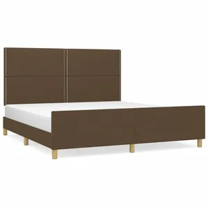 vidaXL Cadre de lit avec tête de lit Marron foncé 180x200 cm Tissu pas cher