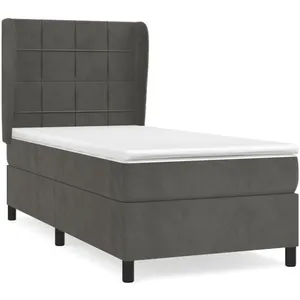 vidaXL Sommier à lattes de lit et matelas Gris foncé 80x200 cm Velours pas cher