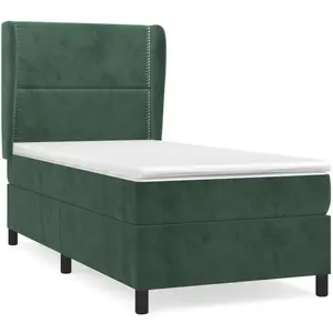 vidaXL Sommier à lattes de lit avec matelas Vert foncé 90x190 cm pas cher