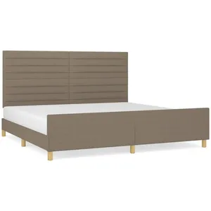vidaXL Cadre de lit avec tête de lit Taupe 200x200 cm Tissu pas cher