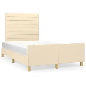 vidaXL Cadre de lit avec tête de lit Crème 120x200 cm Tissu pas cher