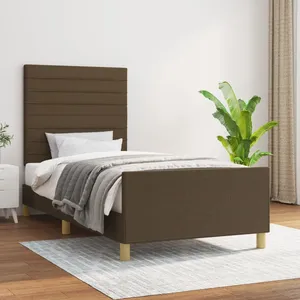vidaXL Vidaxl Cadre De Lit Sans Matelas Marron Foncé 100x200 Cm Tissu pas cher