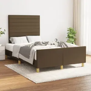 vidaXL Cadre de lit avec tête de lit Marron foncé 120x200 cm Tissu pas cher