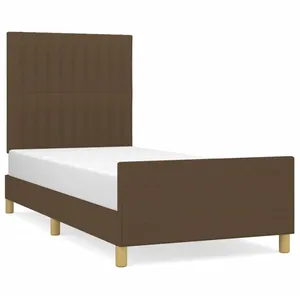 vidaXL Cadre de lit avec tête de lit marron foncé 80x200 cm Tissu pas cher