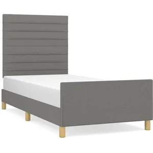 vidaXL Cadre de lit avec tête de lit Gris foncé 90x200 cm Tissu pas cher