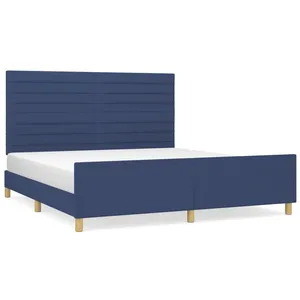 vidaXL Cadre de lit avec tête de lit Bleu 160x200 cm Tissu