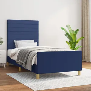 Vidaxl - Cadre de lit avec tête de lit Bleu 90x190 cm Tissu Bleu pas cher