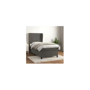 vidaXL Sommier à lattes de lit et matelas Gris foncé 90x200 cm Velours pas cher