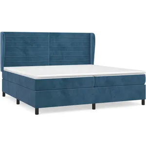 vidaXL Sommier à lattes de lit et matelas Bleu foncé 200x200cm Velours pas cher