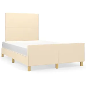 vidaXL Cadre de lit avec tête de lit Crème 120x200 cm Tissu pas cher