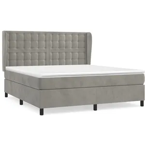 vidaXL Sommier à lattes de lit et matelas Gris clair 180x200cm Velours pas cher