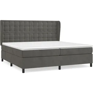 vidaXL Sommier à lattes de lit et matelas Gris foncé 200x200cm Velours pas cher