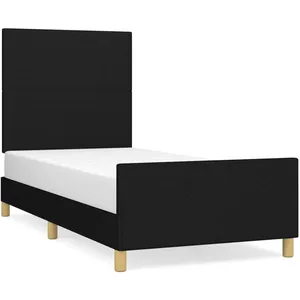 vidaXL Cadre de lit avec tête de lit Noir 80x200 cm Tissu pas cher