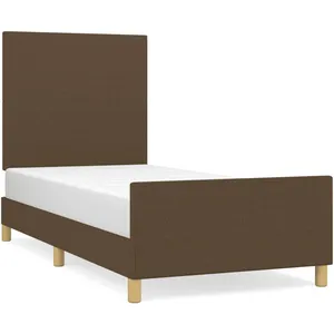 vidaXL Cadre de lit avec tête de lit Marron foncé 80x200 cm Tissu pas cher