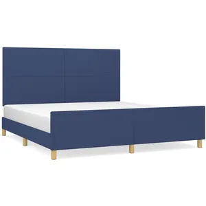 vidaXL Cadre de lit avec tête de lit Bleu 180 x 200 cm Tissu pas cher