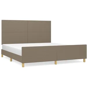vidaXL Cadre de lit avec tête de lit Taupe 160x200 cm Tissu pas cher