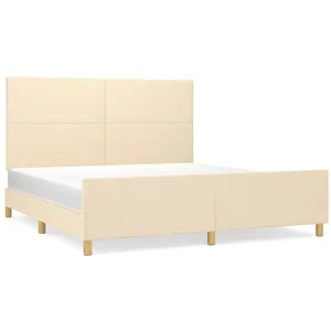vidaXL Cadre de lit avec tête de lit Crème 160 x 200 cm Tissu pas cher