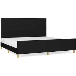 Comparateur de prix : vidaXL Cadre de lit avec tête de lit Noir 200x200 cm Tissu
