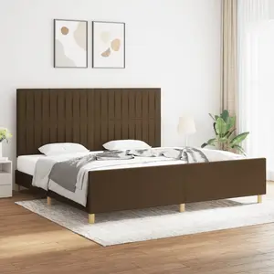 vidaXL Cadre de lit avec tête de lit marron foncé 200x200 cm Tissu pas cher