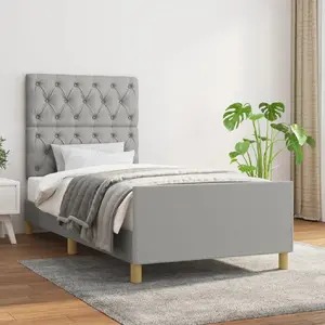 vidaXL Cadre de lit avec tête de lit Gris clair 80x200 cm Tissu pas cher