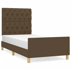 vidaXL Vidaxl Cadre De Lit Avec T?Te De Lit Marron Fonc? 80x200 Cm Tissu pas cher