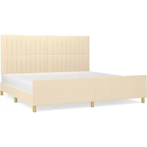 vidaXL Cadre de lit avec tête de lit Crème 200 x 200 cm Tissu