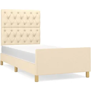 vidaXL Vidaxl Cadre De Lit Avec T?Te De Lit Cr?Me 80x200 Cm Tissu pas cher