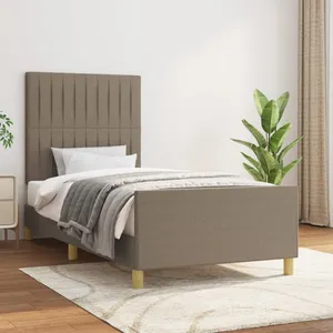 vidaXL Cadre de lit avec tête de lit Taupe 100x200 cm Tissu pas cher