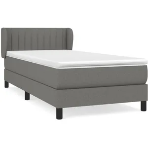 vidaXL Sommier à lattes de lit avec matelas Gris foncé 80x200 cm Tissu pas cher