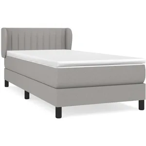 vidaXL Sommier à lattes de lit avec matelas Gris clair 90x200 cm Tissu pas cher