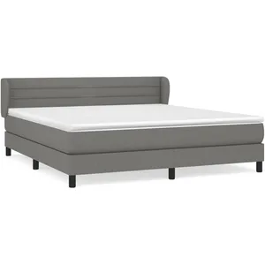 vidaXL Sommier à lattes de lit avec matelas Gris foncé 180x200cm Tissu pas cher